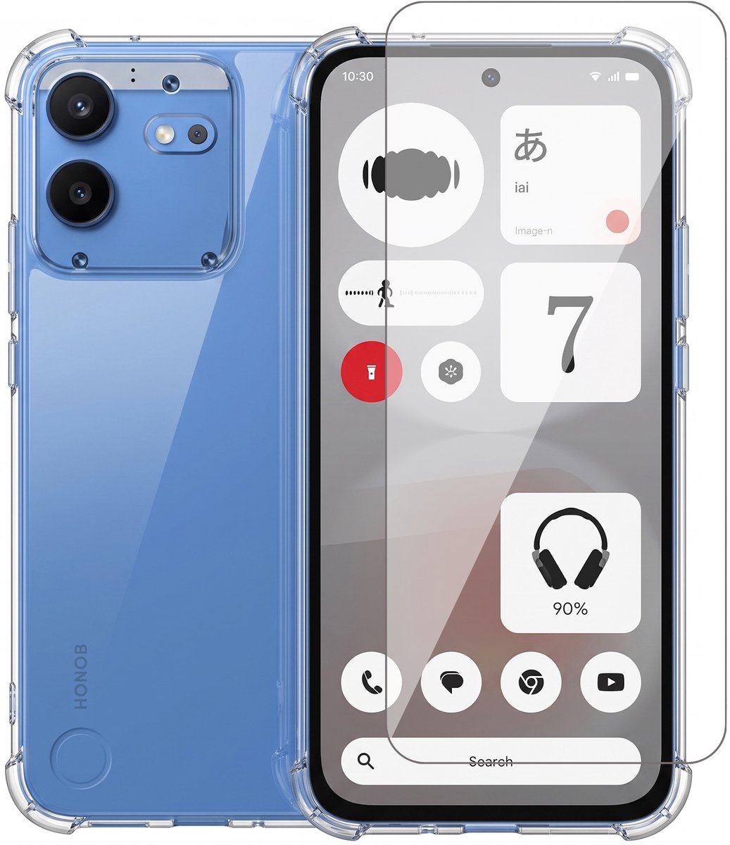 Hoesje geschikt voor Nothing Phone 4b – CrystalClear Back Cover – Schokbestendig – Met Screenprotector Glas