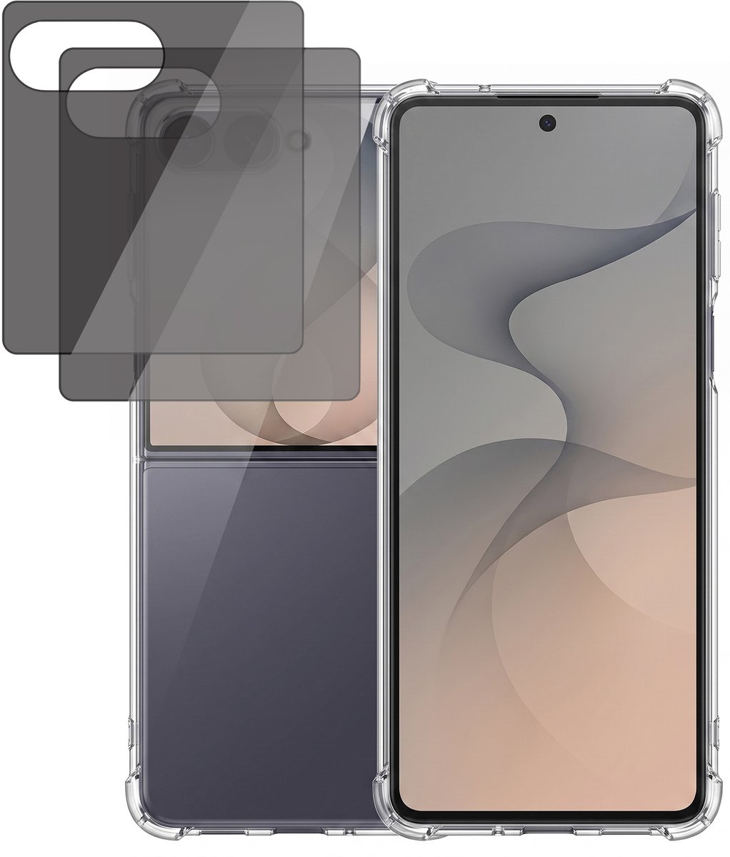 Hoesje geschikt voor Samsung Galaxy Z Flip 8 / Flip 7 – CrystalClear Back Cover – Schokbestendig – 2 Stuks Privacy Screenprotector Full Cover