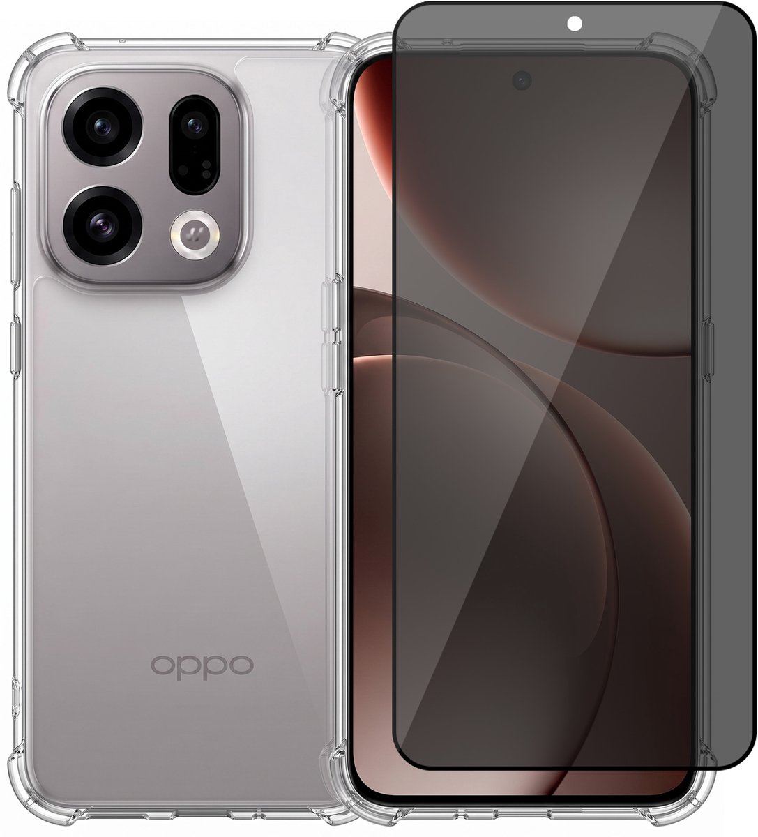 Hoesje geschikt voor Oppo Find X9 / X9s – CrystalClear Back Cover – Schokbestendig – Privacy Screenprotector Full Cover