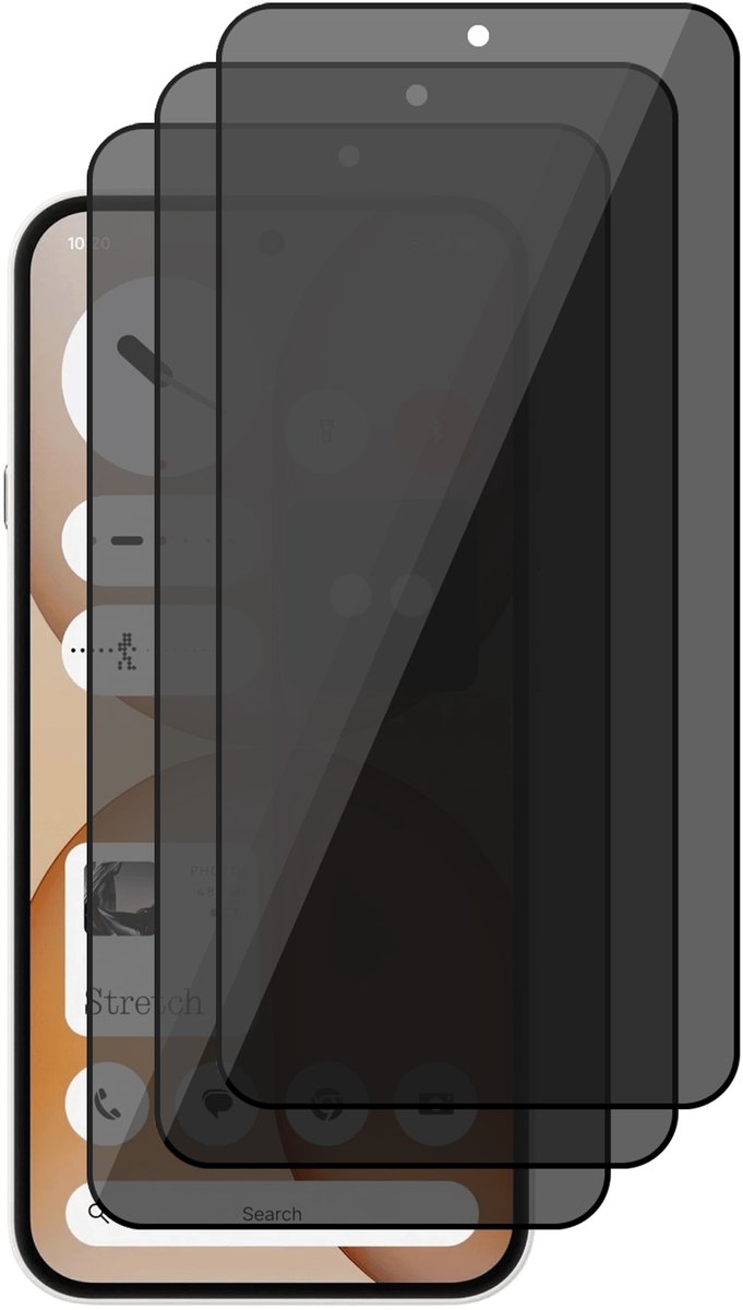 Privacy Screenprotector geschikt voor Nothing Phone 4a – 3 Stuks – Full Cover Gehard Glas – Anti Inkijk – Privacy Filter