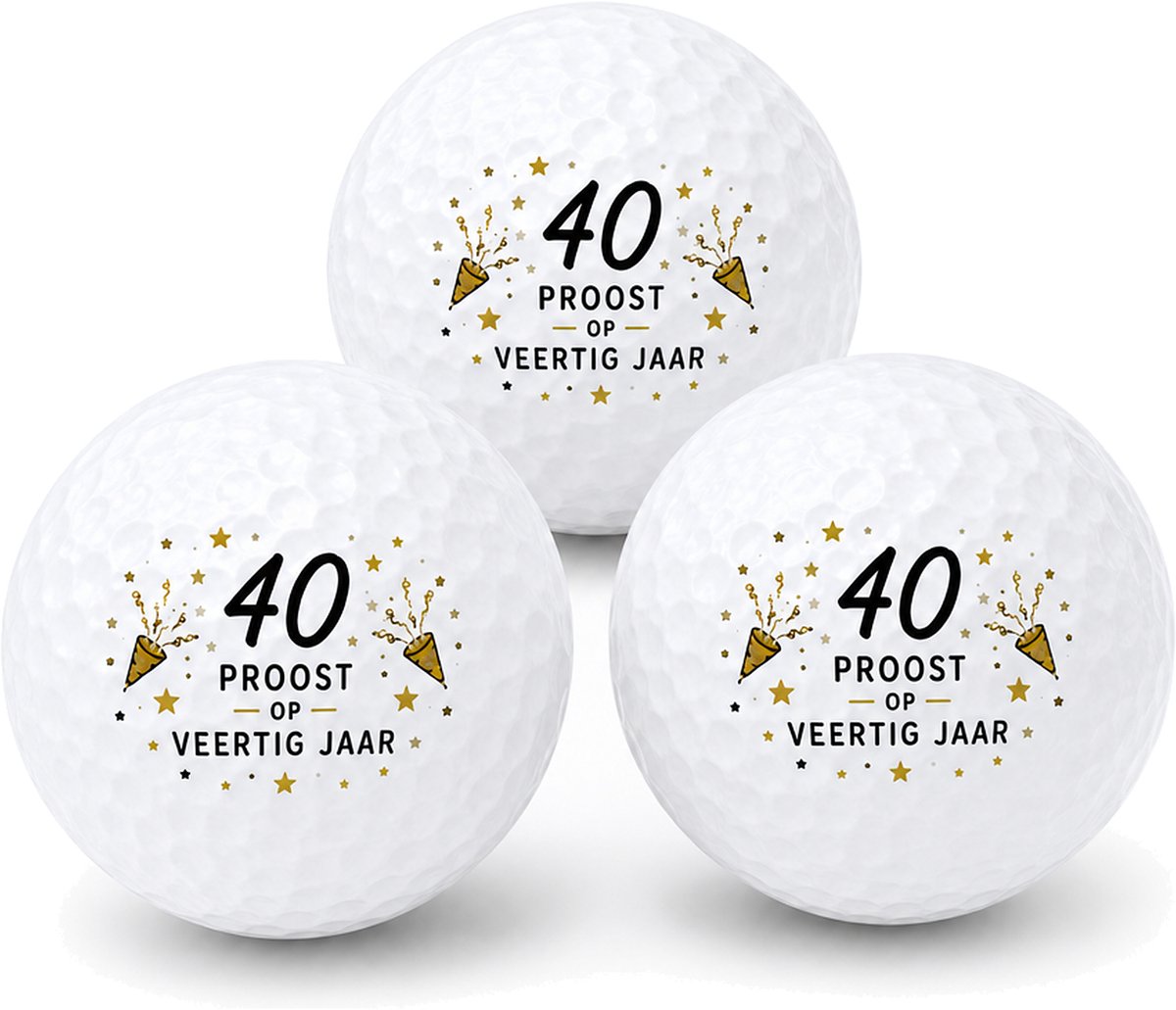 Golfballen 40 Jaar - Verjaardag Golf Cadeau - 3 stuks - Wilson - Golfbal met Opdruk