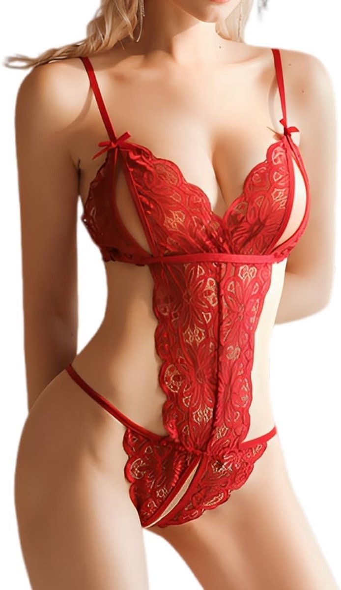 Sexyhot Decoratieve Translucente Body voor Dames met Reguleerbare Open Rok, Erotische Geschenken in Bordeauxkleur