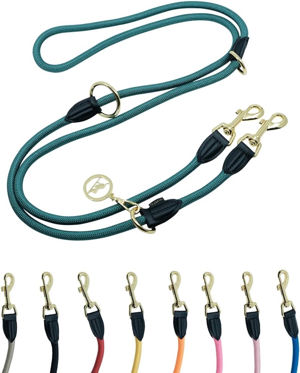 Hondenriem 2m verstelbaar - paracord nylon - donkergroen - ideaal voor grote honden - ShopVlot
