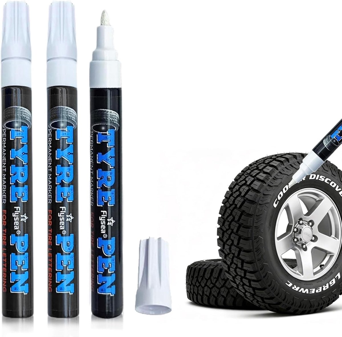 Set van 3 Waterdichte Autoband Markers, Hoge Capaciteit, Ideaal voor DIY en Motorfietsen, Perfect voor Creatieve Autobanden