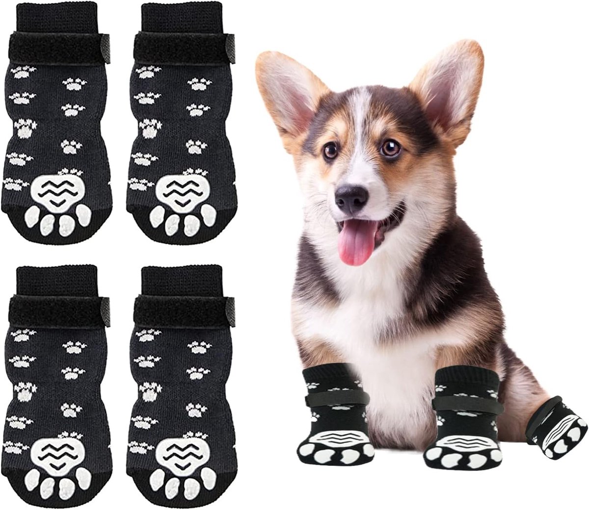 Anti Rotch 2 Paar Binnen Antislip Sokken Voor Honden Hondenkleding En Accessoires Hondenschoenen Pfot Bescherming Met Riemtractiecontrole （S）