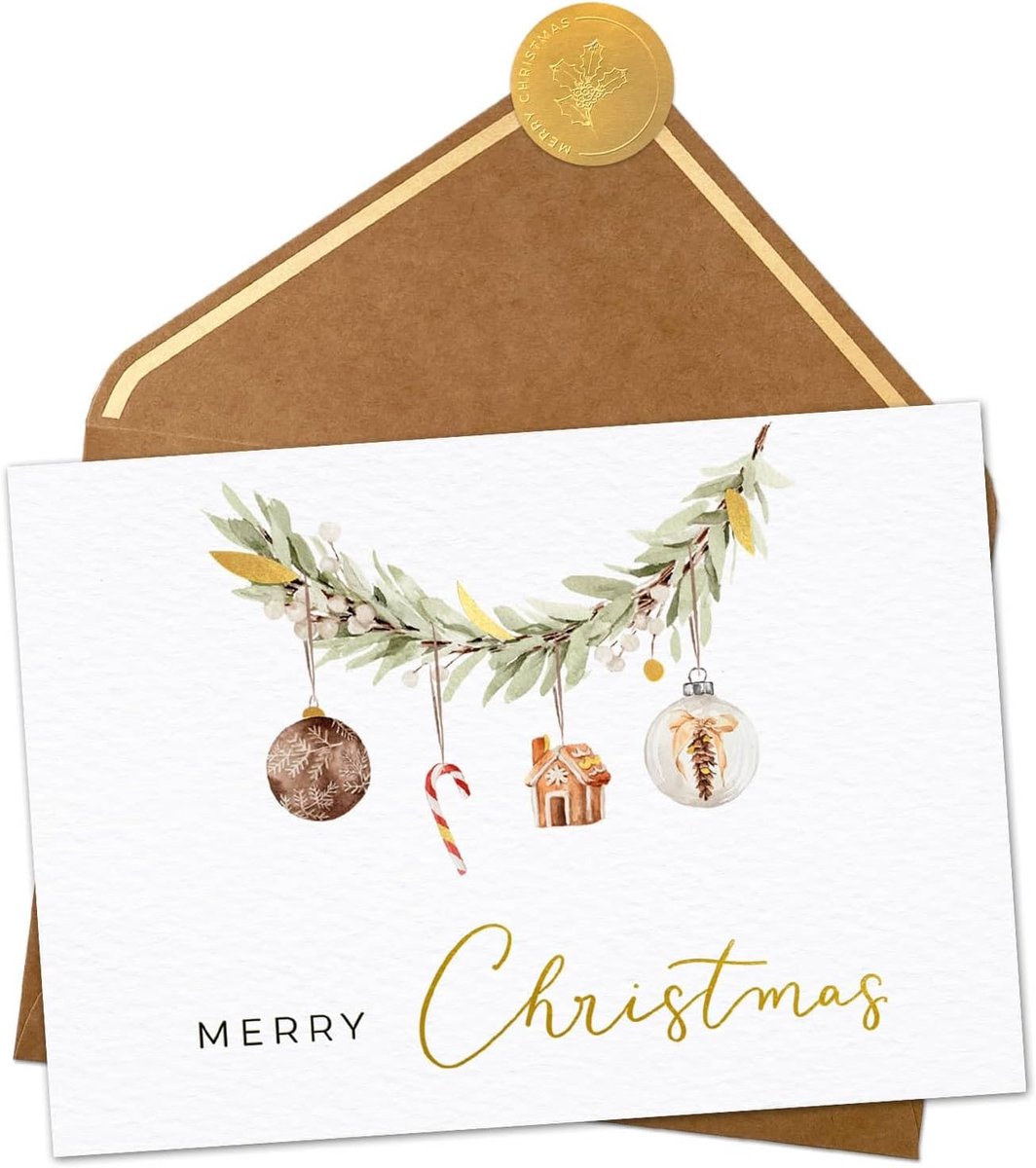 Coon Kerstkaart Merry Christmas kaart met kerst envelop en zegelsticker - Merry Christmas kaarten Engels