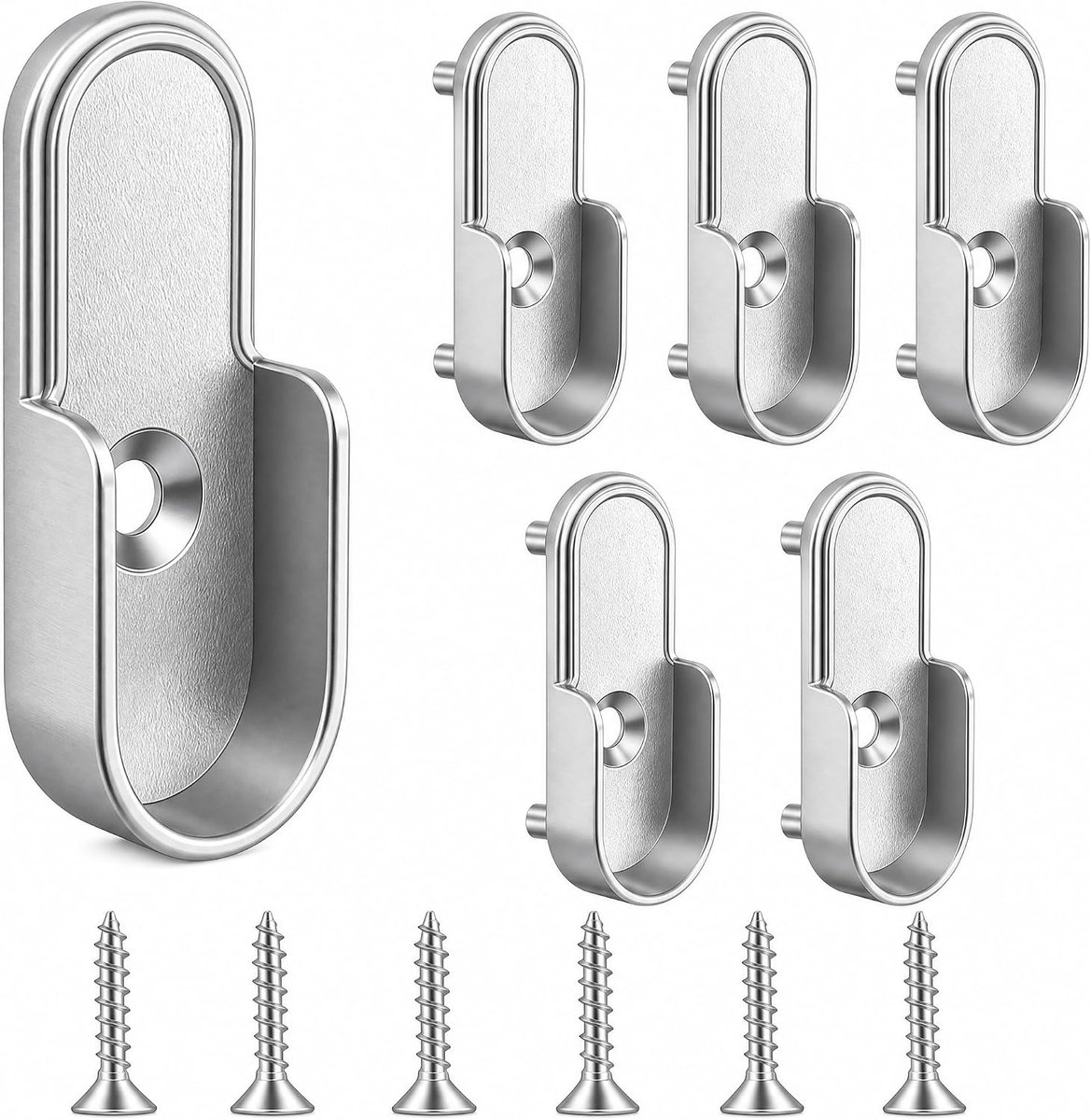 6 stuks kledingstanghouders met 6 schroeven, kledingstanghouder van legering, kastbuislager en ronde buishouder voor kast, garderobe, kledingstang en buismontage in zilver