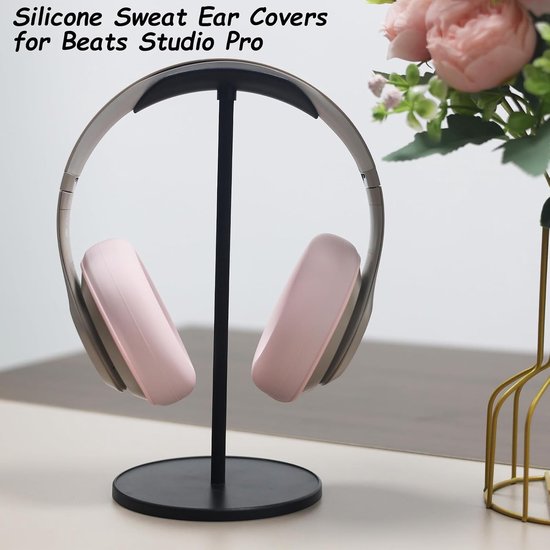 Zweetoorhoezen voor Beats Studio Pro-hoofdtelefoon, siliconen hoofdtelefoonhoezen voor Beats Studio Pro-accessoires, wasbare en zweetbestendige oorkussens hoes - roze — afbeelding 2