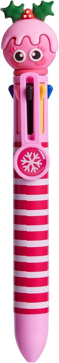 Nieuwigheid Christmas Pudding 6-in-1 intrekbare balpen - roze leuke pen