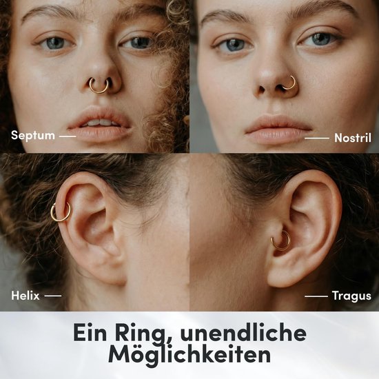 Clicker ring piercing segmentring zilver helix, tragus, oor, neusring, septum 6, 8, 10 mm — afbeelding 2