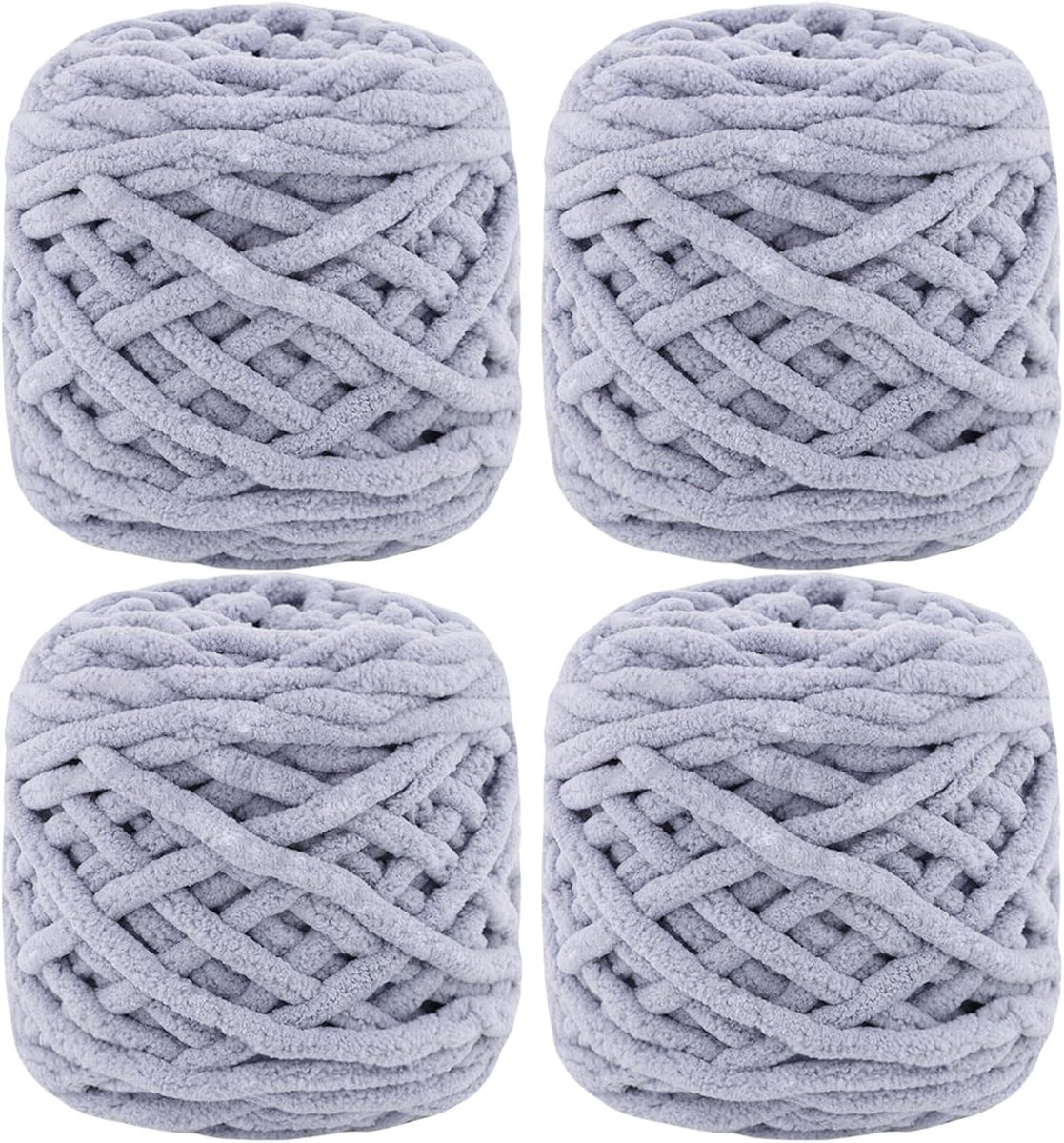 Gebreide Wollen bol, 4 x 100 g, Dikke Wolbol voor Naalden 7-8 mm, Dikke Haakwol, Ideaal Voor Het Breien van Mutsen, Sjaals, Truien en Pantoffels (Rookgrijs)