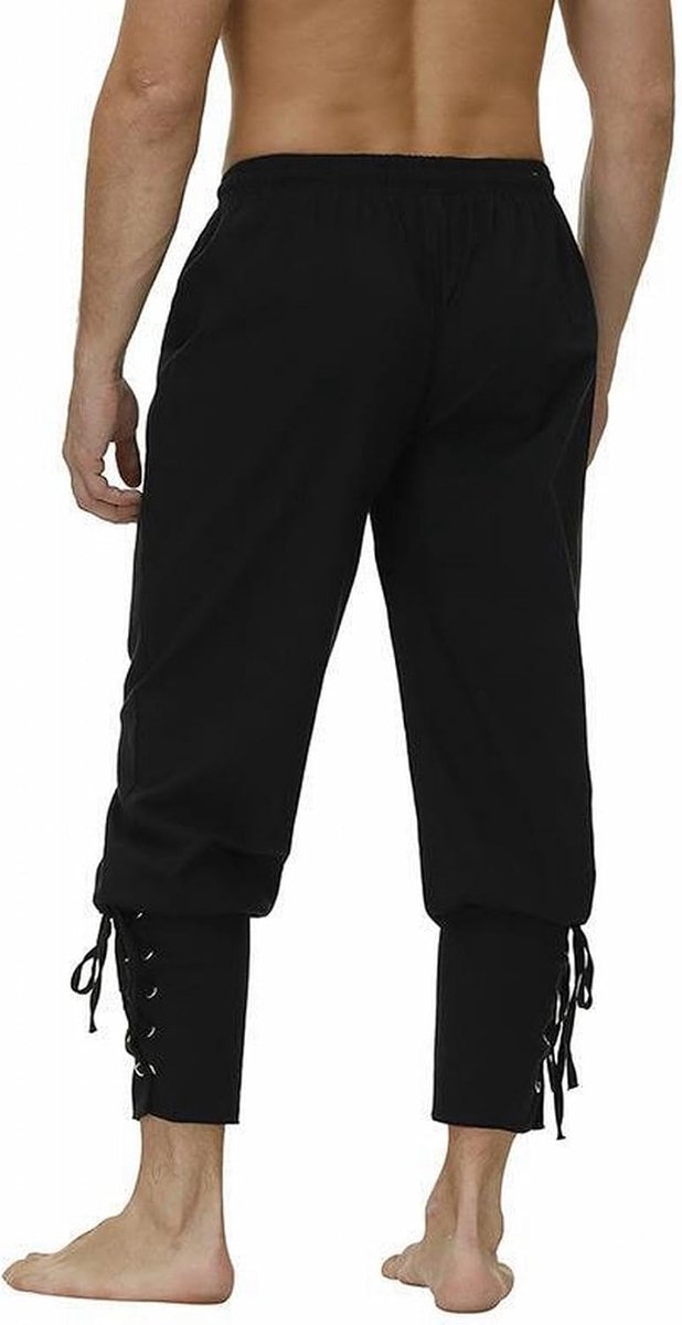 Middeleeuwse linnen broek casual broek retro piratenkostuum Halloween elastische taille