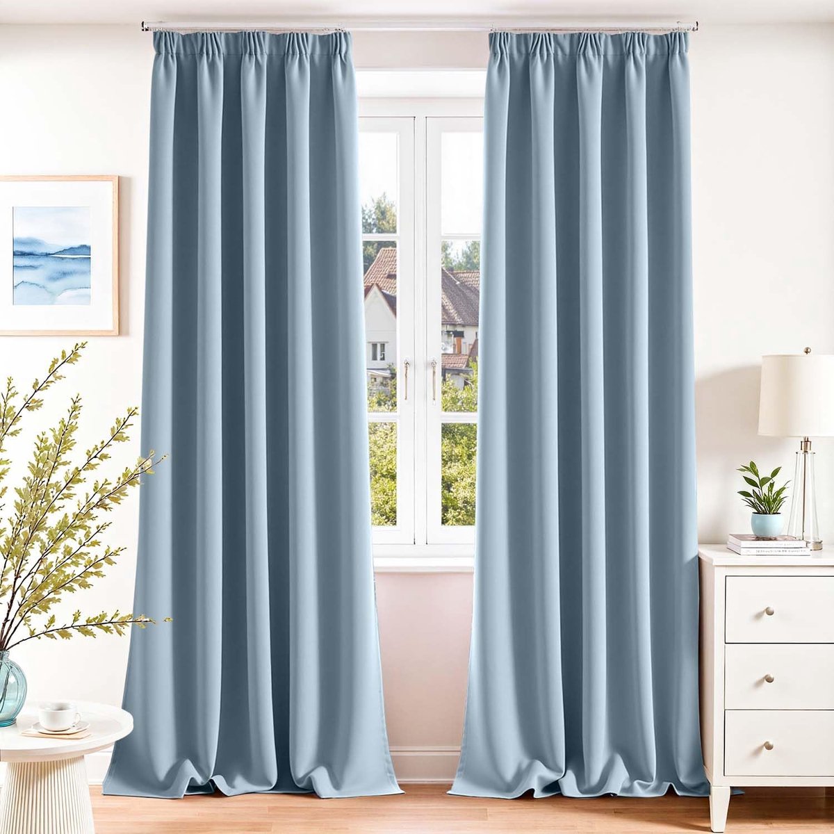 Verduisteringsgordijnen met plooiband, H 260 x B 140 cm, set van 2