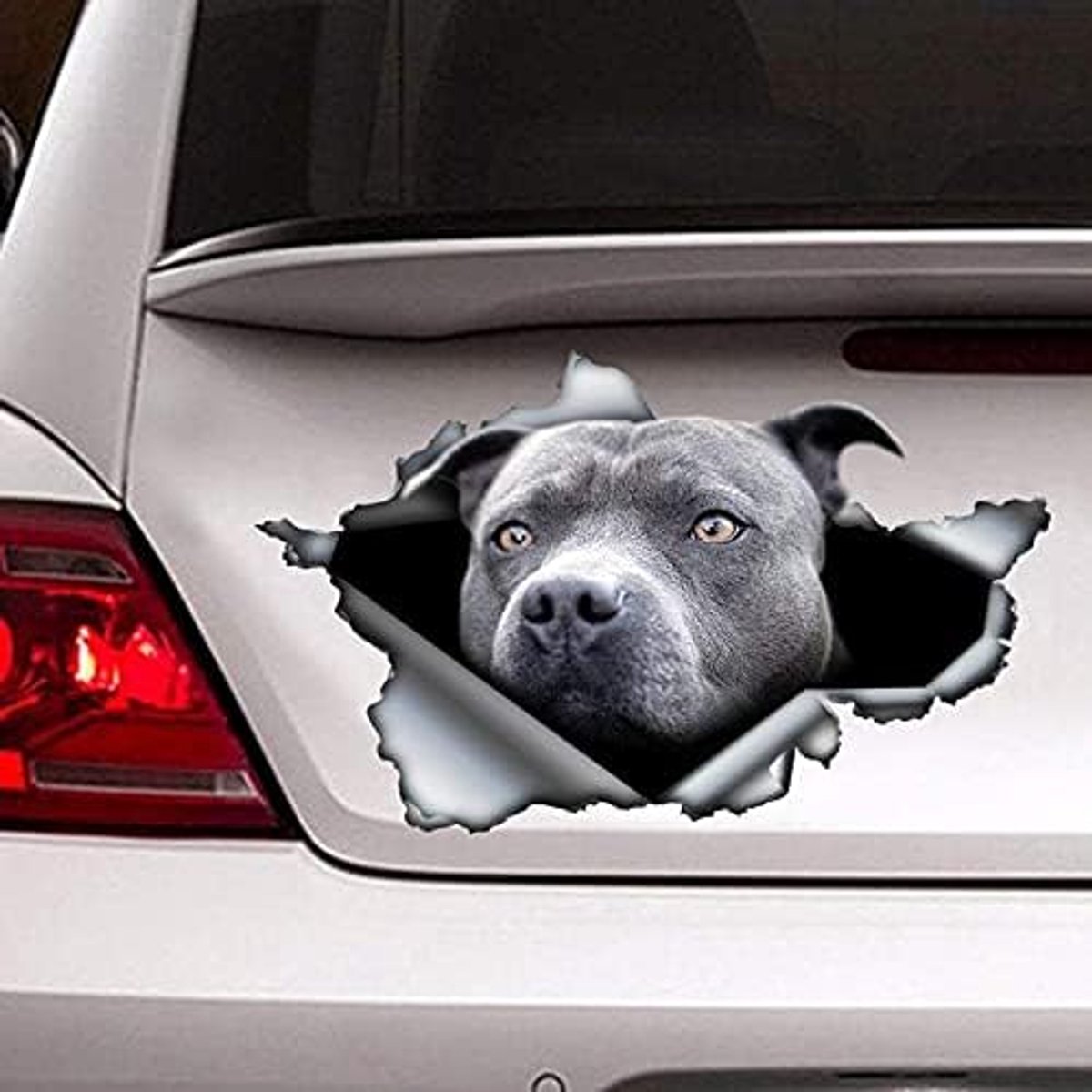 3D blauwe autodecoratie sticker voor autoruitbumper crack vinyl sticker hond waterdichte 3D realistische hond auto stickers.