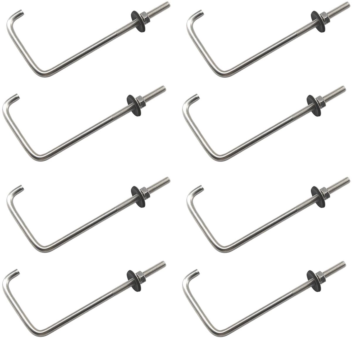 8 stuks schroefhaken M6 x 25 x 100 mm van roestvrij staal 304 met moeren, sluitringen, plafondmontagehaken, oogbouten met schroefdraad