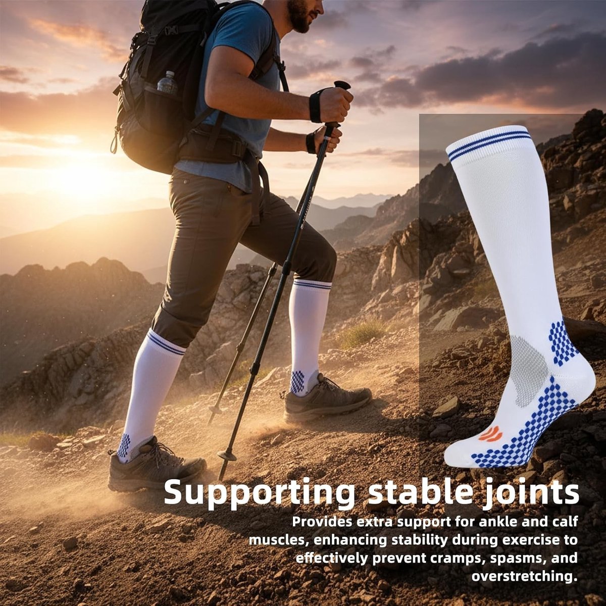 Gegradueerde Compressiekousen voor Mannen en Vrouwen, Anti-Thrombus, 23-32 mmHg, Ideaal voor Hardlopen, Fietsen en Wandelen, Absorberend en Antislip