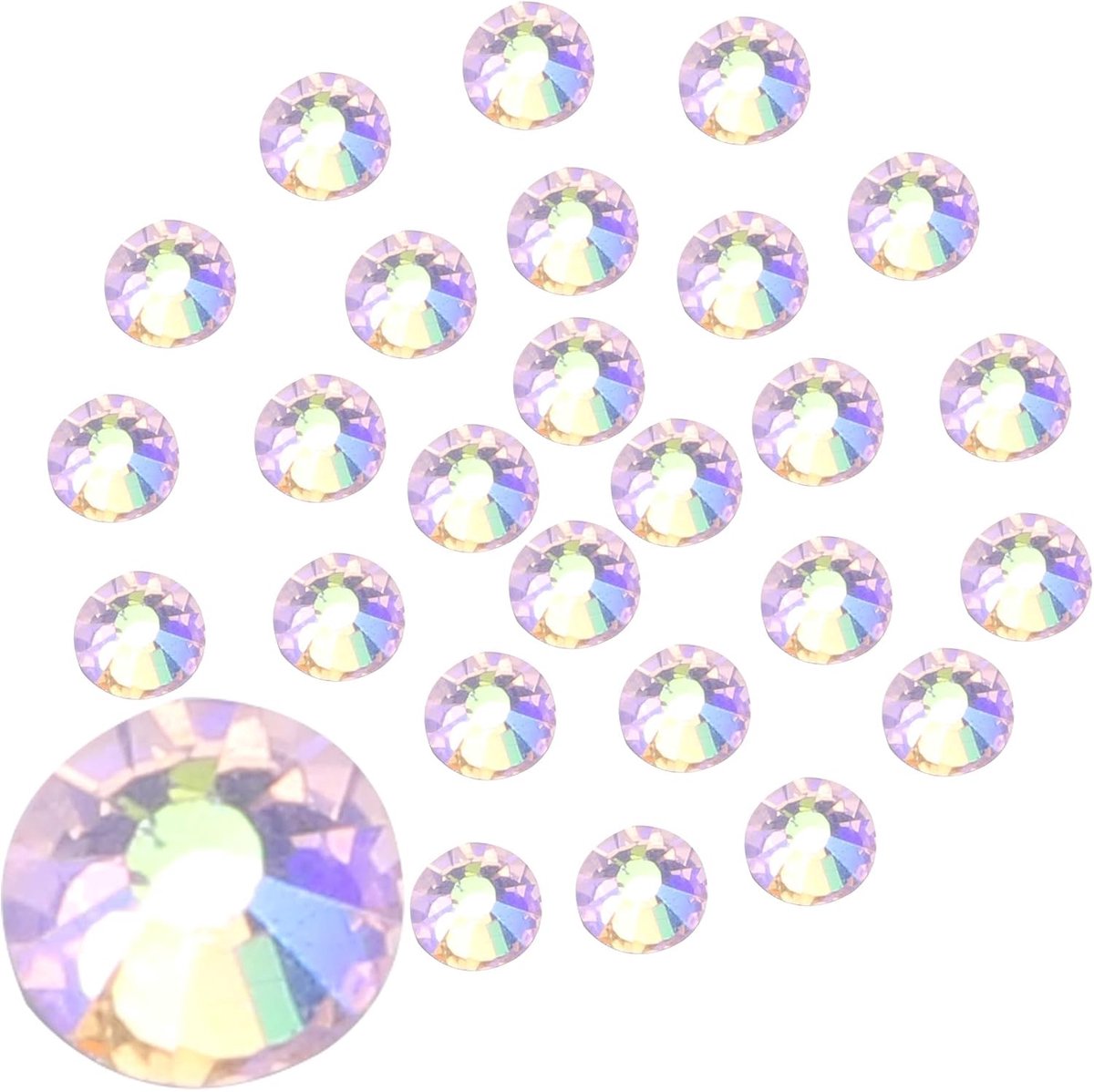Steentjes platte achterkant strass niet-hotfix glazen edelstenen voor nail art, kleding, telefoonhoesjes, schoenen en doe-het-zelf ambachten 3,2 mm, SS12/1440 stuks, Light Pink AB