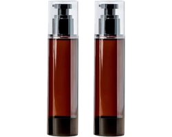 2 Stuks 120ml Lege Amber Plastic Airless Pompflessen - Herbruikbare Vacuüm Dispenser voor Serum, Foundation en Cosmetica