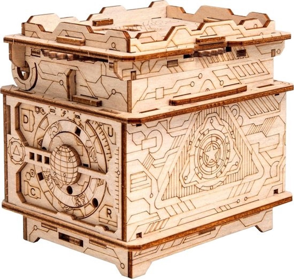 Houten Puzzel Geschenkdoos met Slot - Verstop Geld, Cadeaubonnen of Sieraden - Unieke Creatieve Doos met Deksel voor Vrouwen & Mannen