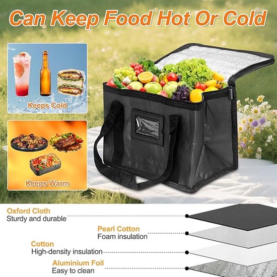 Koeltassen & Koelboxen, Opvouwbare thermische tas, Geïsoleerde tas, Picknicktas, Diepvriestas, IJszak, Lunchtas, Voor boodschappen, Picknick, Kamperen, Strand, BBQ, Reizen, Auto, 52*39*35cm van Merkloos — afbeelding 2