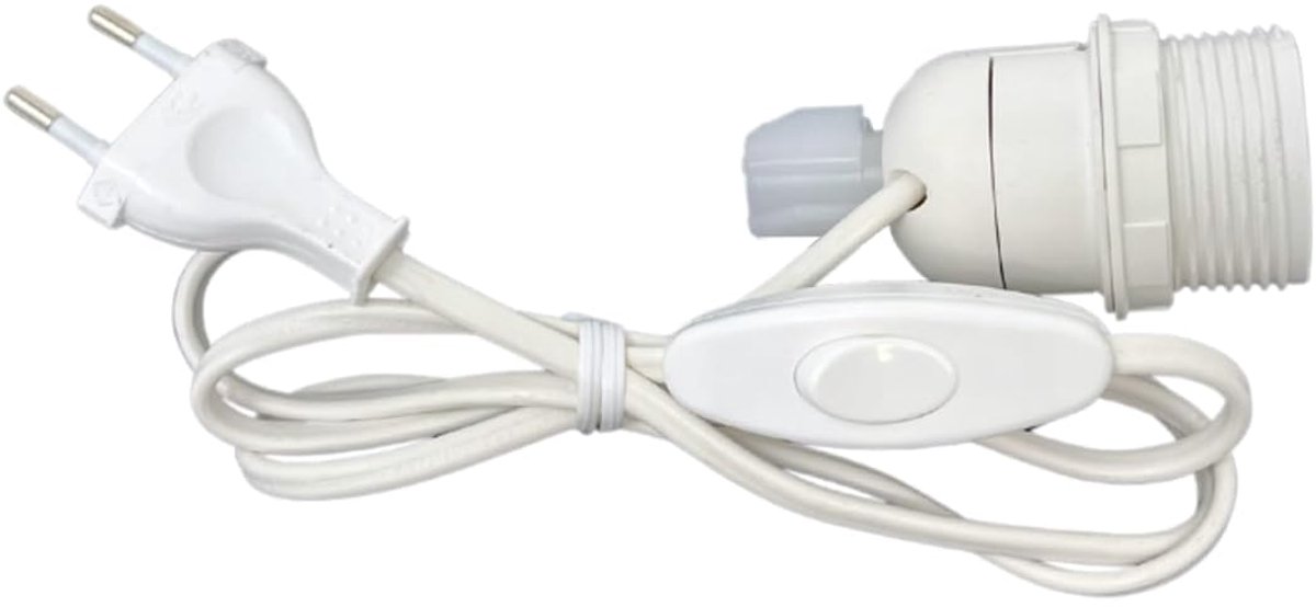 Fitting met Duurzaam Snoer & Flesadapter | Vintage Decoratieve Verlichting met Schakelaar & Stekker | DIY Lamp voor Creatieve & Kostenbewuste Interieurs | 200cm Lengte