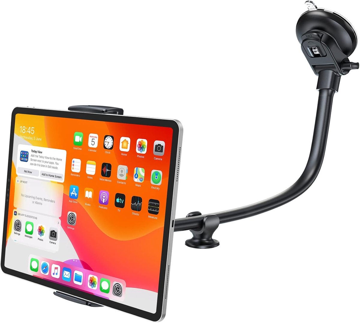 Tablethouder voor in de auto, tablethouder in de auto, 13" zwanenhals met lange arm, autotablethouder voor op de voorruit en op het dashboard, antivibratie, 360 graden verstelbaar voor 7,9-11 inch voor iPad Pro 11/Mini en meer