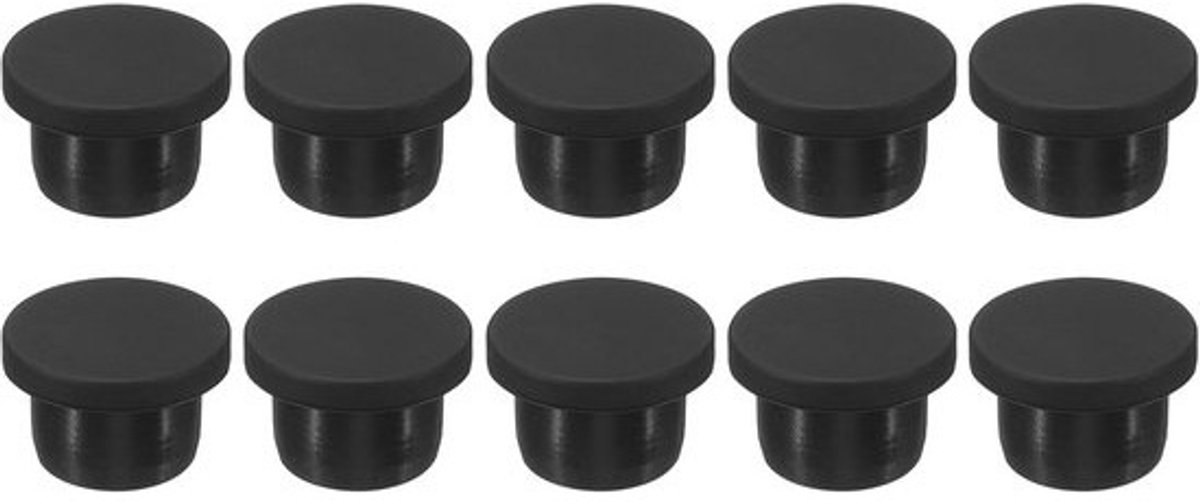 Set van 10 Zwarte Siliconen Rubberen Gatenstoppers voor Gaten van 15.5mm