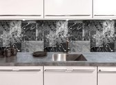 Keukenwand met print - Zwart Marmer Tegellook - Achterwand - 200x50cm