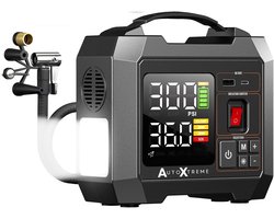 AutoXtreme Air-300 Bandenpomp Auto 12V - Autobanden Pomp Draadloos - Mini Compressor Bandenpomp met Drukmeter - Luchtcompressor en Elektrische Fietspomp 45 L/min voor Camper en Motor