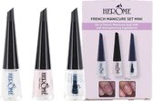 Herome French Manicure Set Mini met drie flesjes nagellak, topcoat en instructieverpakking.