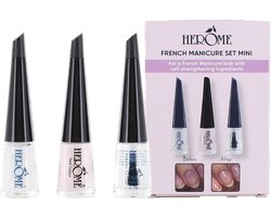Herome French Manicure Set Mini - Nagelverzorging - Nude en Witte Nagellak - met Top Coat - 3x4ml
