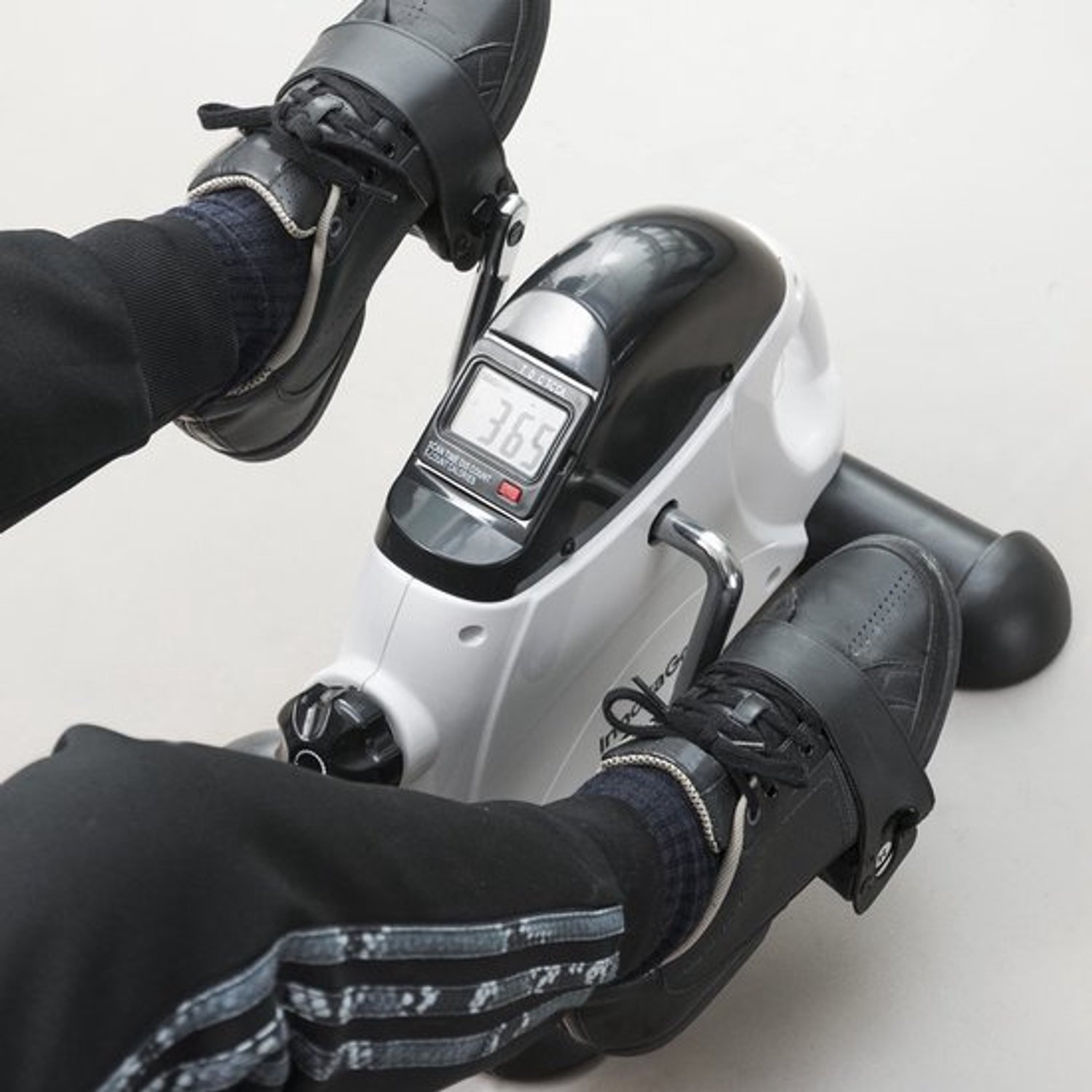 Oefenpedalen Stationair - Wit Met LCD Display - 2 Weerstandsniveaus - Gelegeerd Staal - Voor Armen En Benen - Fitnessapparaat