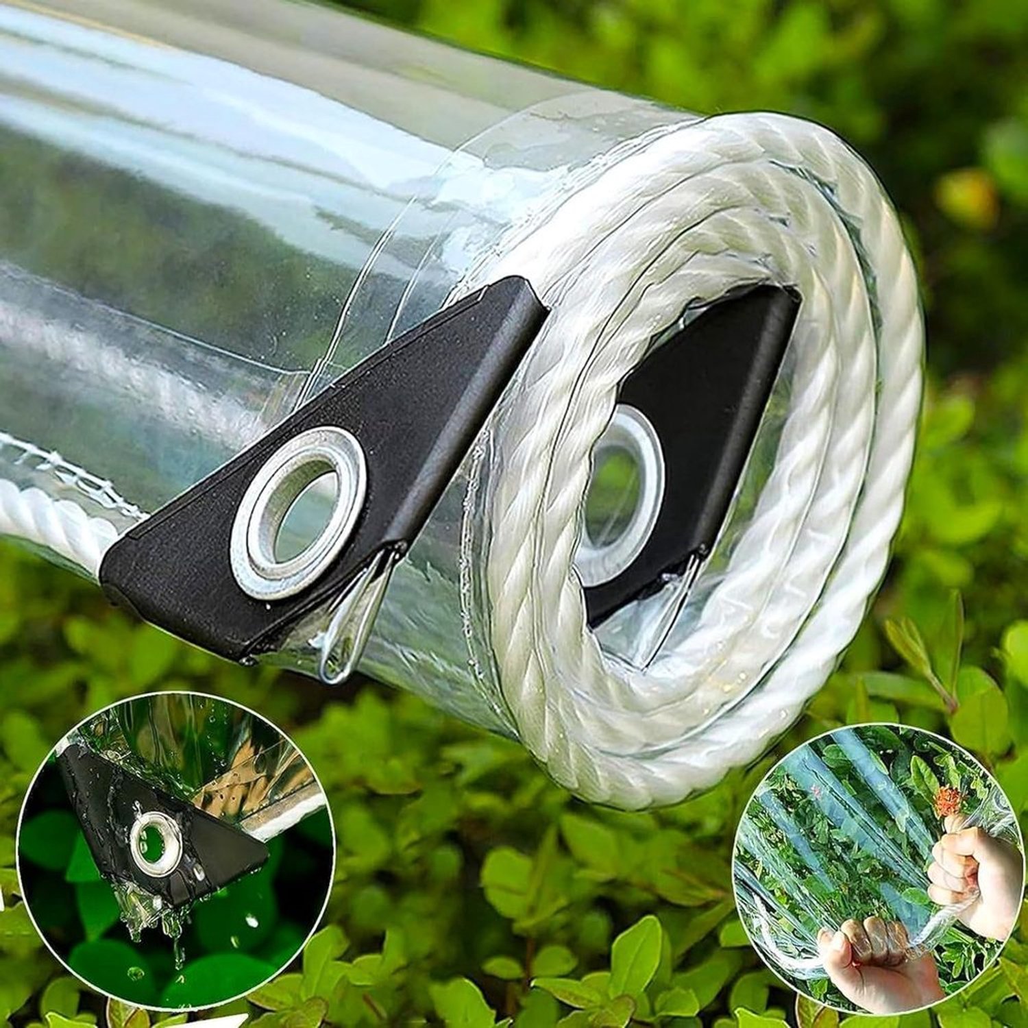 Transparant Afdekzeil van Robuust PVC met Ringen
