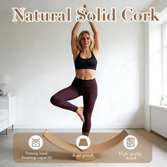 Balance Board halfrond, kurk, halfrond, diameter 15 cm, van massief kurk voor yoga, fitness, boardsport, surfin, natuurlijk materiaal, ecologisch materiaal — afbeelding 3