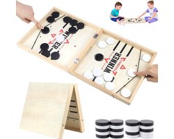 Bordspel Sling Puck Spel - Opvouwbaar Houten Speelbord - 32x32x6 cm - 700 Gram - Voor 2 Spelers - Familie Spel