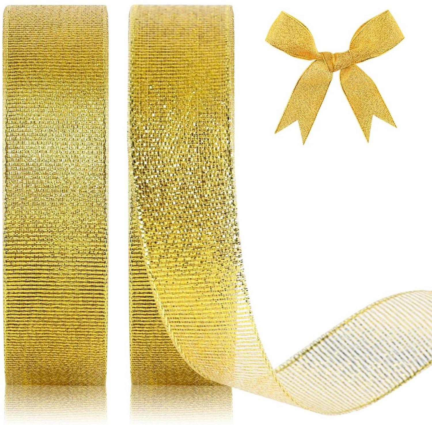 Gold Glitter Organza Ribbons - 44m voor Cadeauverpakking
