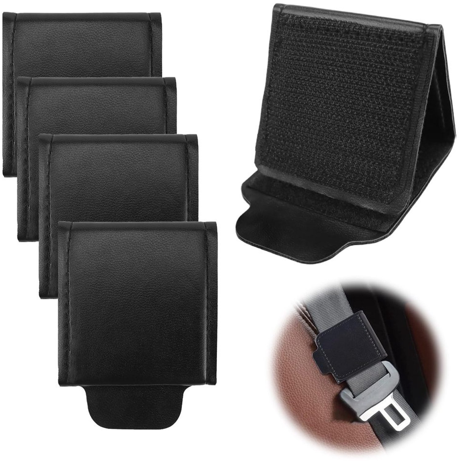 Veiligheidsgordelclip 4 stuks - Universele Gordelversteller - PU-leer - Antislip - Schouderbescherming - Comfortabel Gebruik