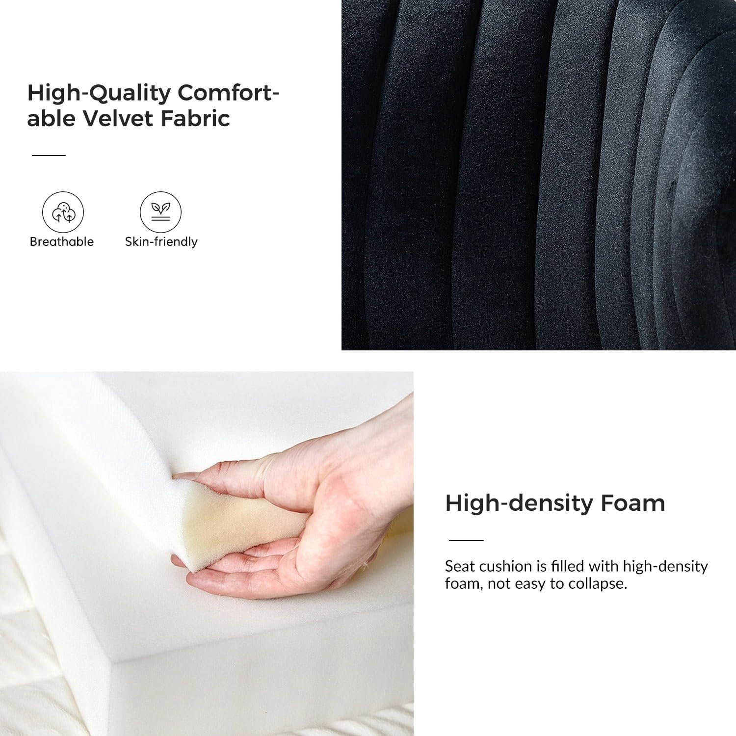 Set van 4 Luxe Velvet Eetkamerstoelen met Goudkleurige Poten en Ergonomische Rugleuning – Zwarte Gestoffeerde Design Stoelen voor Eetkamer, Keuken, Woonkamer en Slaapkamer