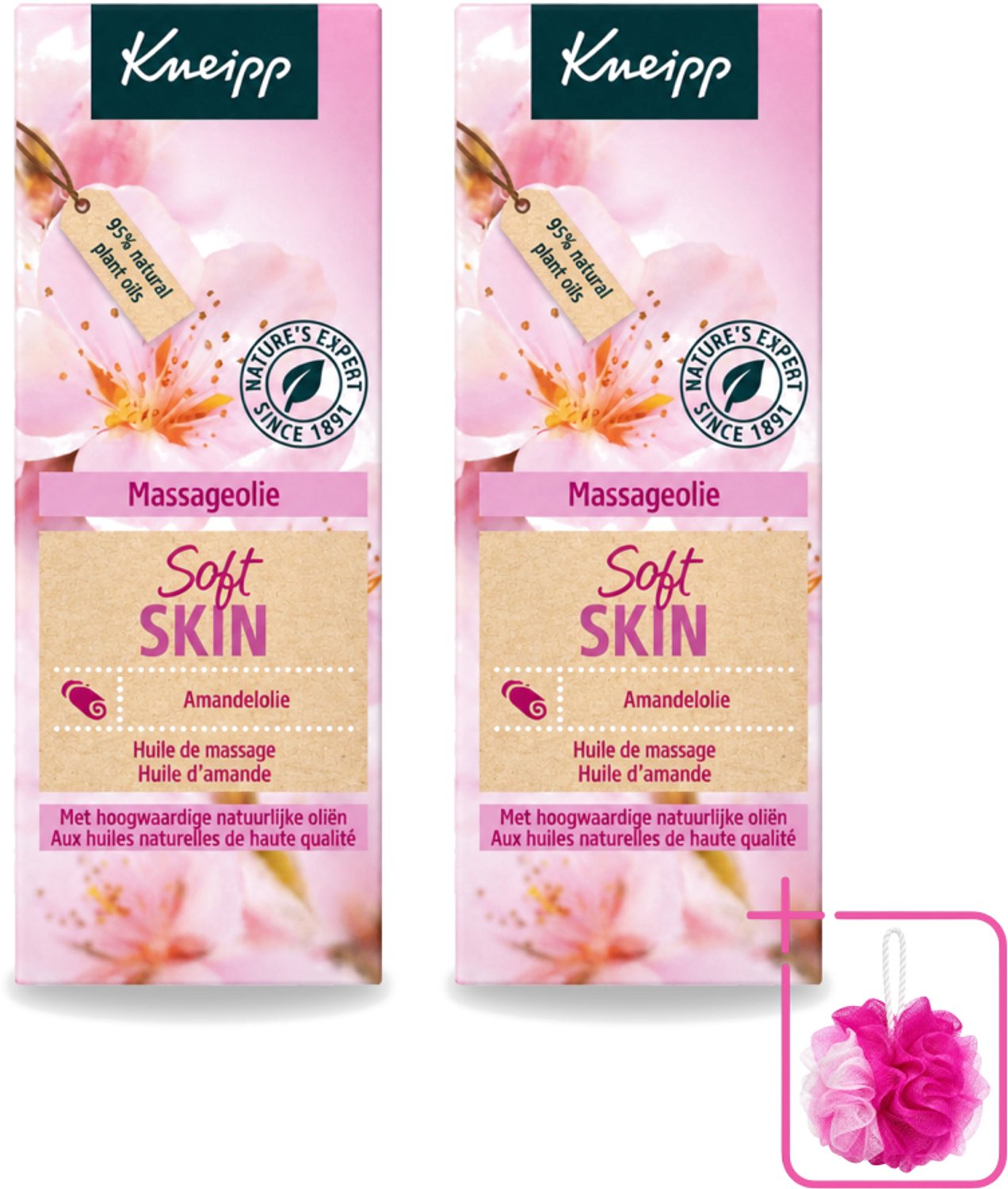 2 x Kneipp - Massageolie - Soft Skin - Amandelbloesem - Voor zachte & soepele huid - 100 ml - Bulkverpakking - Massageolie - Douchemop - Huidverzorging