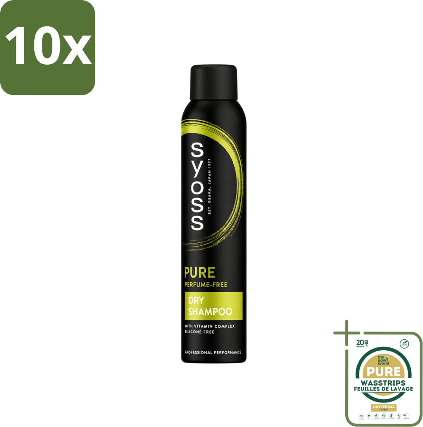10 x SYOSS - Pure - Perfume Free - Droogshampoo - Shampoo - Langdurige Styling - 200ml - Wasstrips - Droogshampoo - Fris Haar - Haargevoel - Haarverzorging - Salonkwaliteit