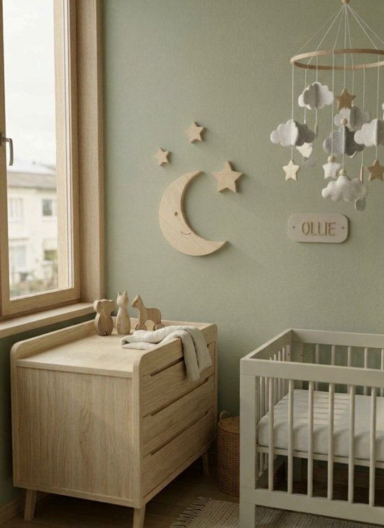 Houten Maan - Muurdecoratie - Babykamer - Kinderkamer — afbeelding 2