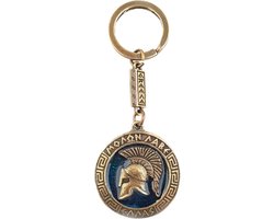 IconsGr Sleutelhanger Antieke Spartaanse Gevechtshelm Munt Schild Sleutelhanger Film 300 Blauw, goud, L
