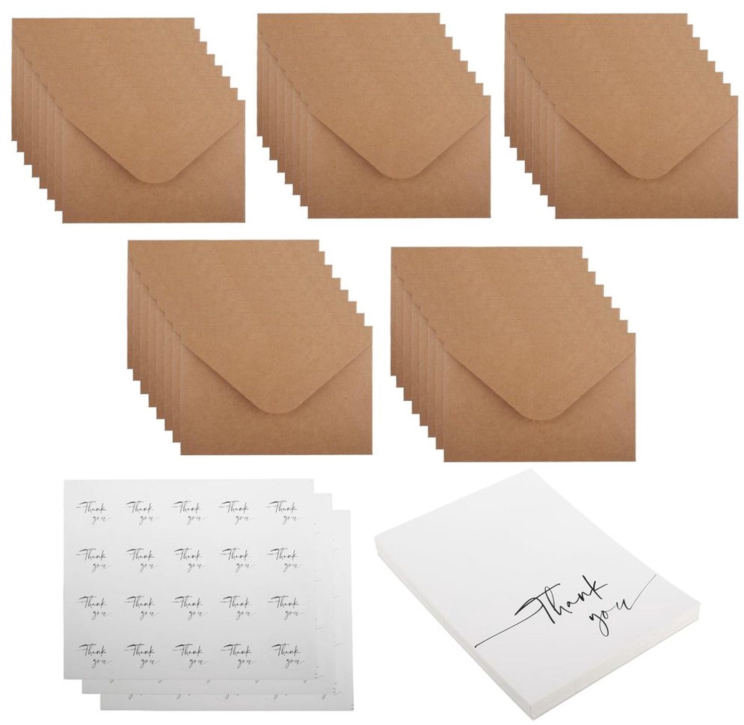Set van 40 Bedankkaarten met Enveloppen en Stickers