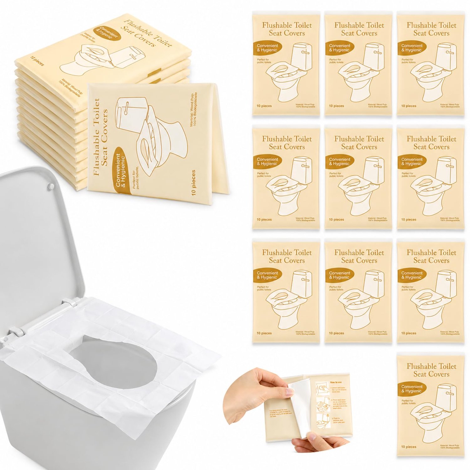 Wegwerp Toiletzitting Beschermers, 200 Stuks voor Reis en Openbare Toiletten