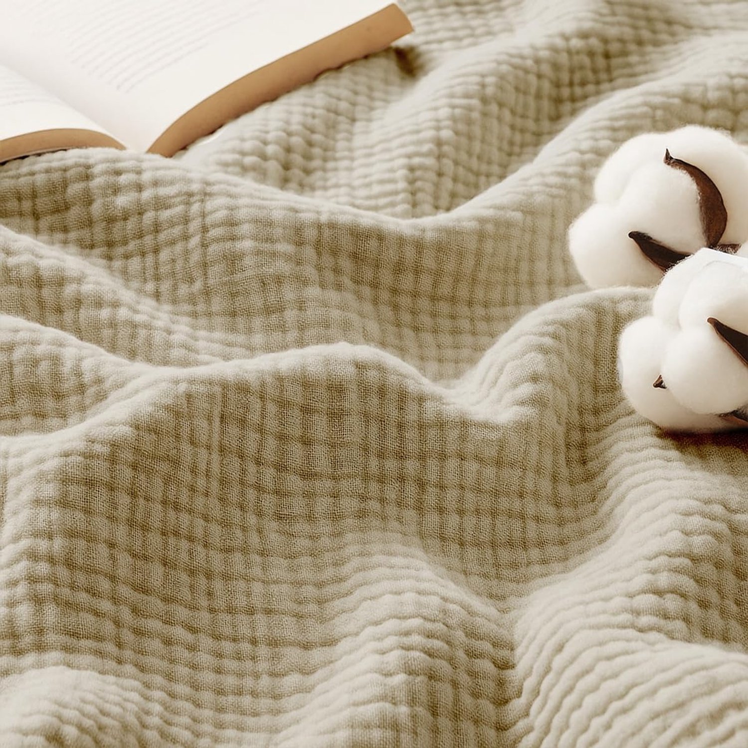 Mousseline Deken 4 Lagen 100% Katoen Oeko-Tex - Beige - 130 x 150 cm
