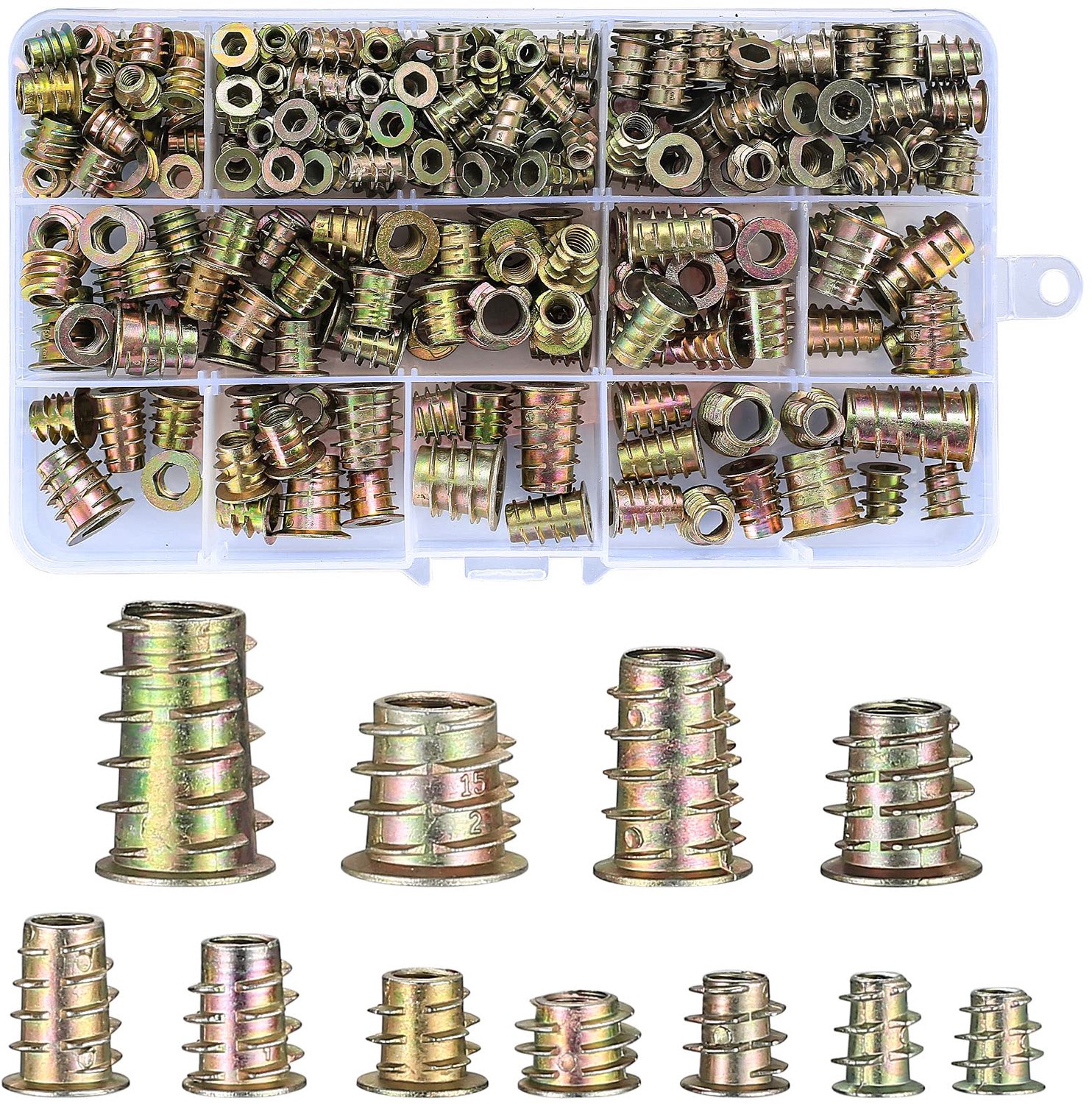 Set van 230 Schroefdoppen en Moeren M4 M5 M6 M8 M10