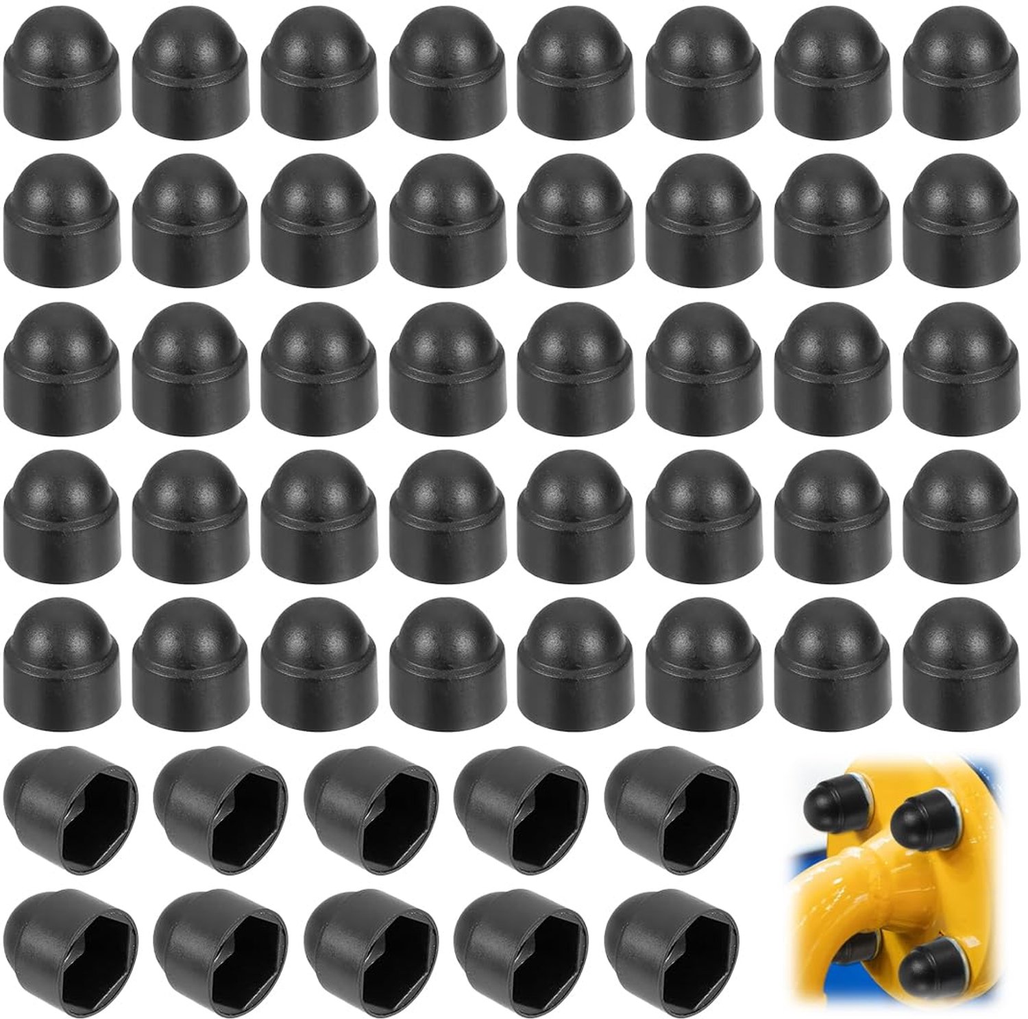 50 Stuks Blinde Moeren M8 met Kunststof Doppen