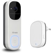 Finex Video Deurbel V3 - Wit - 4K Ultra HD - Inclusief Binnenbel - AI Bewegingsdetectie - Geen abonnement - Vast stroom of Batterijen - WiFi - T-ring geluid - Slimme Draadloze Video Deurbel Met Camera