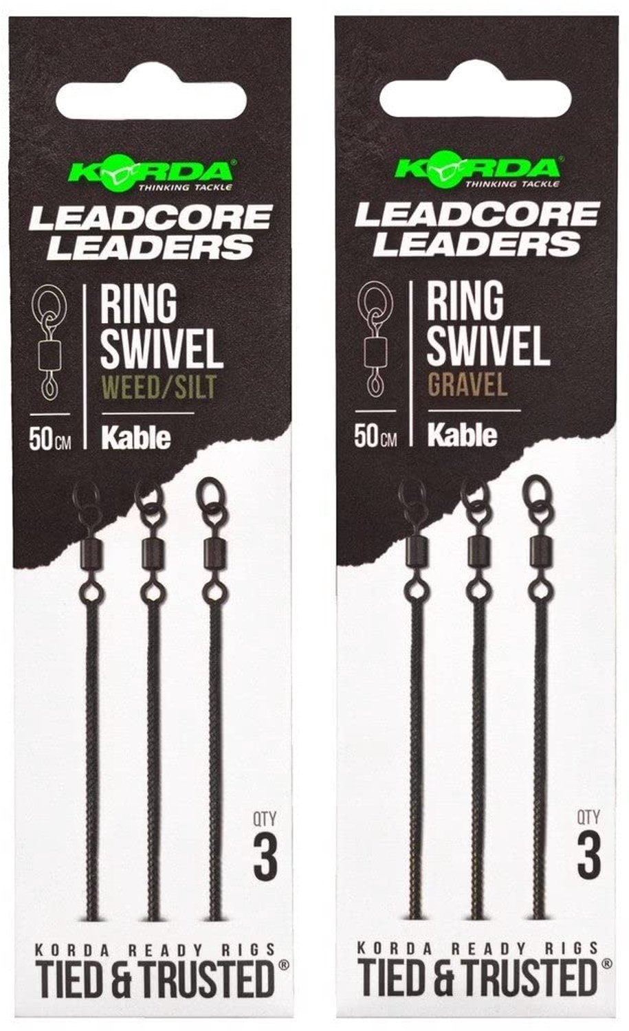 Kable Leadcore Leader met Ring Swivel 50cm - Grind