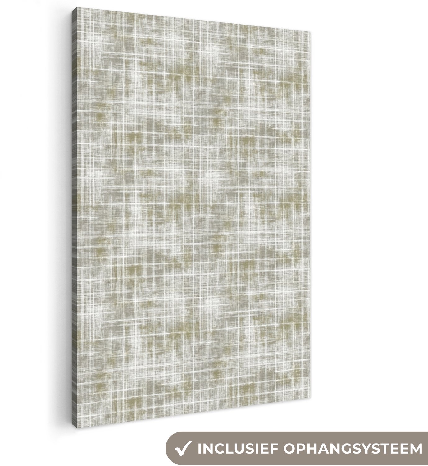 Canvas schilderij 90x140 cm - Exclusieve wanddecoratie Linnen - Patroon - Groen - Muurdecoratie woonkamer - Slaapkamer decoratie - Kamer accessoires - Schilderijen op canvas